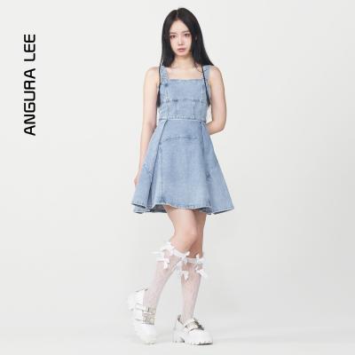 夏裝新款經(jīng)典水洗淺藍色女裝背心連衣裙