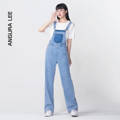 女裝高腰背帶直筒褲